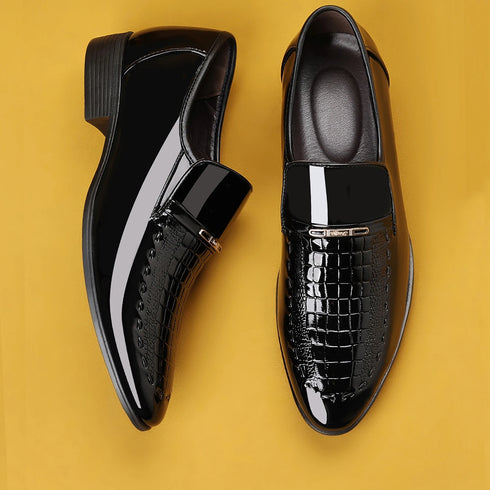 Men's Dress Shoes Elegant Animal Texture Slip-On for Weddings and Office Parties